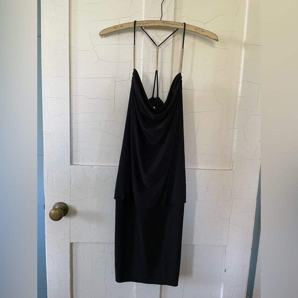 Cache Black Cowl Cocktail Dress